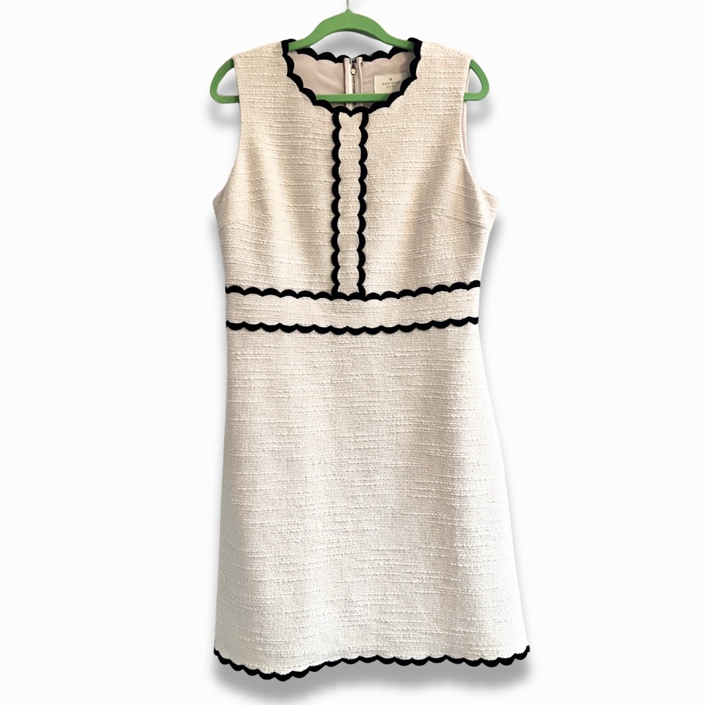 Kate Spade Cream and Black Scalloped Dress